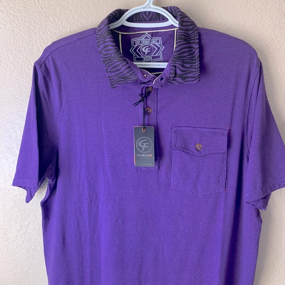 Cut Throat Golf Purple Animal Print Bamboo Golf Polo Shirt Size M NWT - Picture 4 of 11